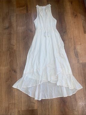 LC Lauren Conrad White Maxi Dress with Subtle Pinstripes